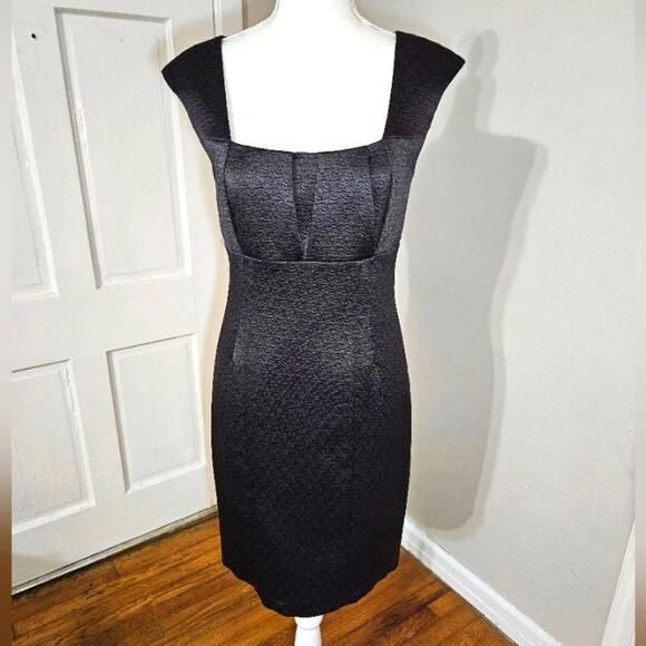 Calvin Klein Black Dress with Structured Cap Sleeves - Picture 1 of 6